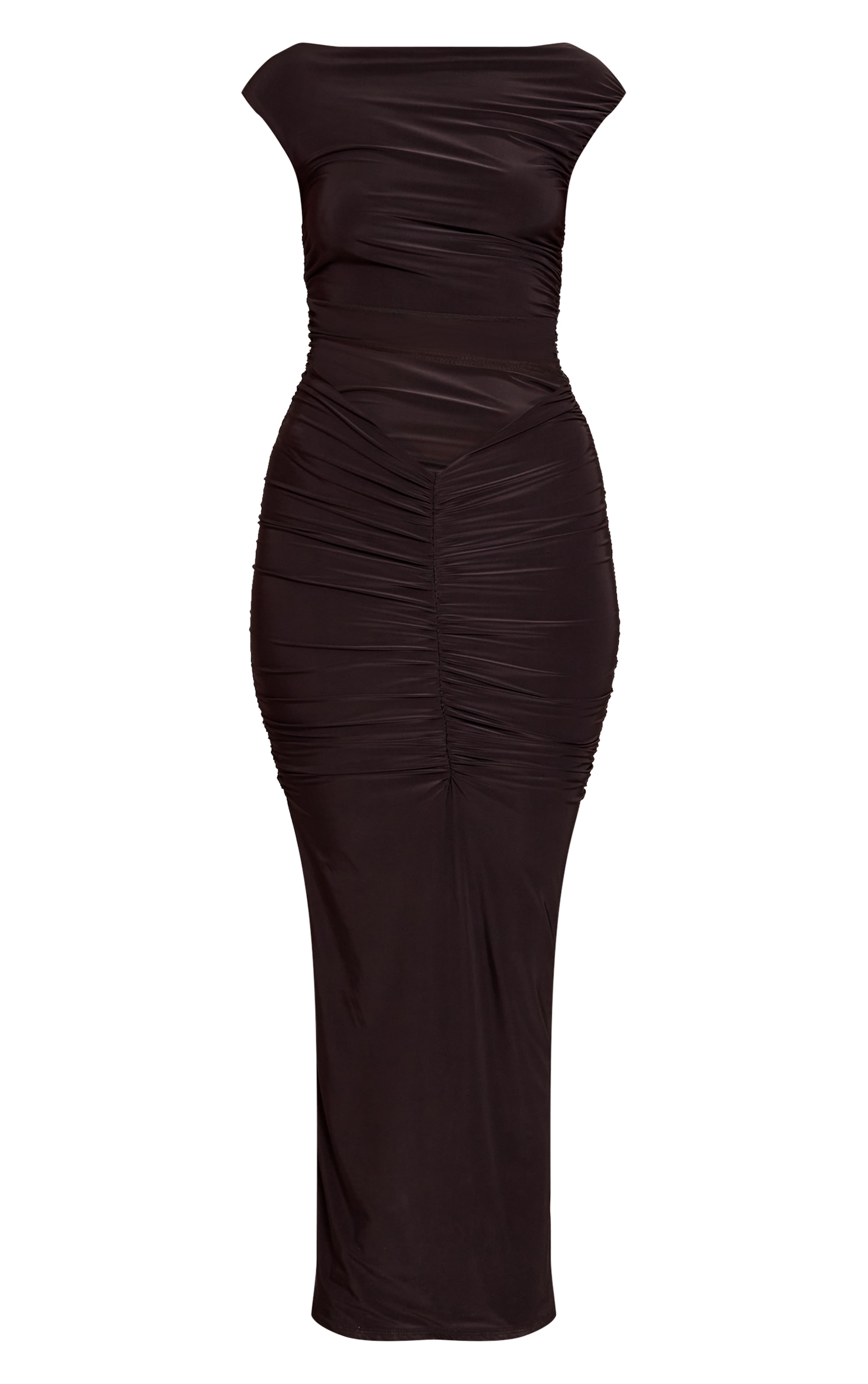 Robe longue en mesh noir à épaules dénudées et partie superposée image 5