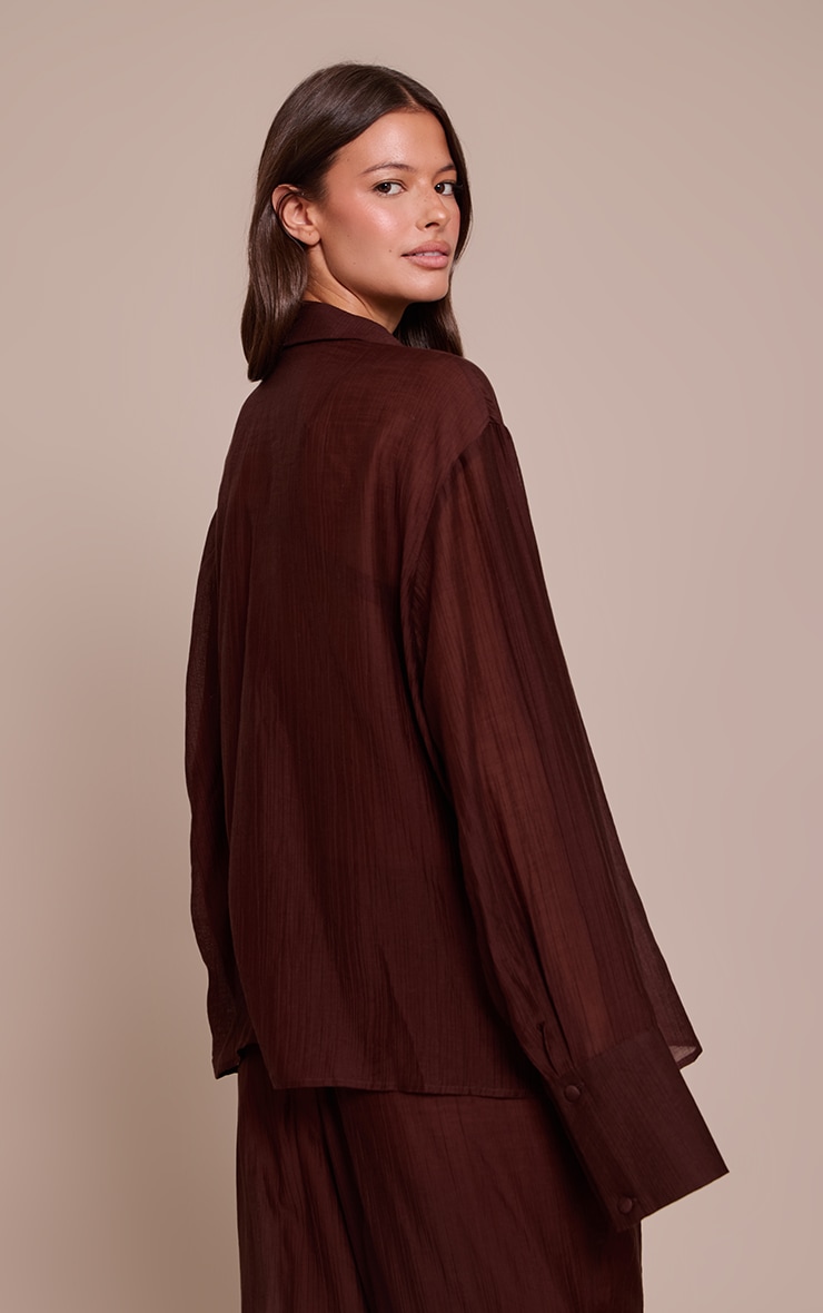  Chocolate Textured Oversized Deep Cuff Shirt image 2