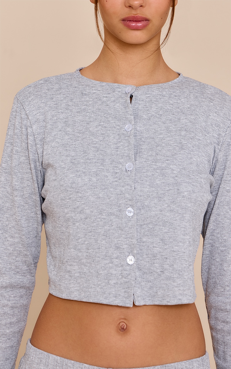 Grey Marl Pointelle Pj Cardigan image 4