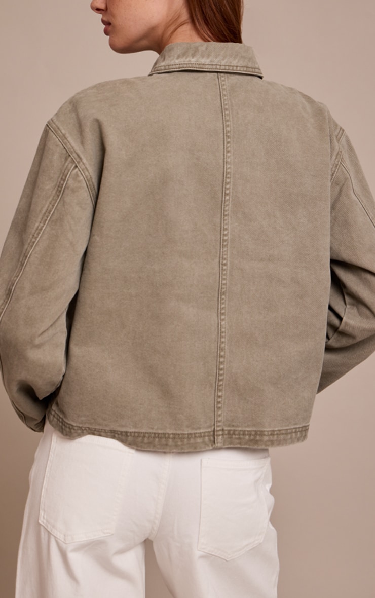 Washed Olive Carpenter Denim Jacket image 2