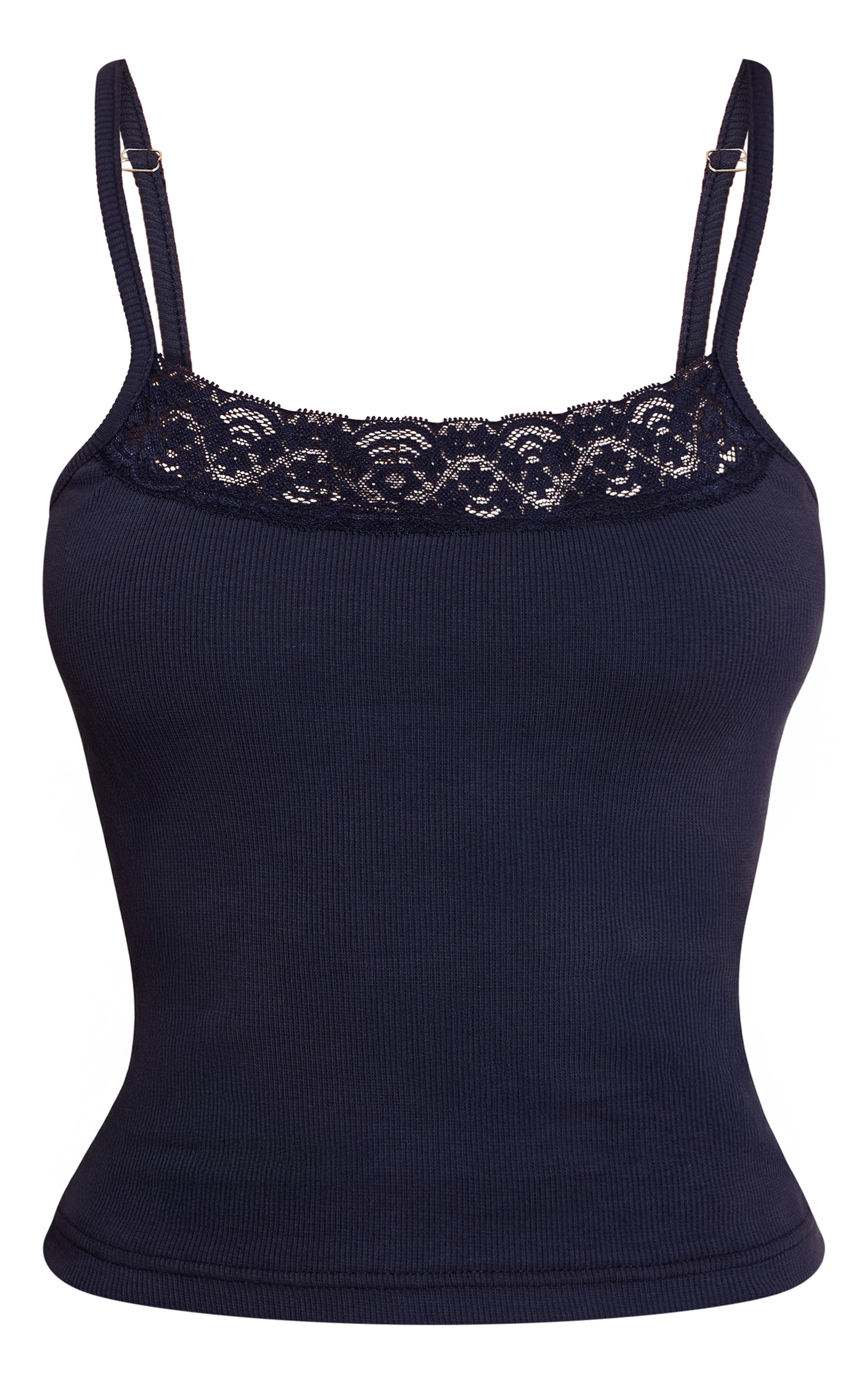 Top débardeur bleu marine à bordures en dentelle image 5