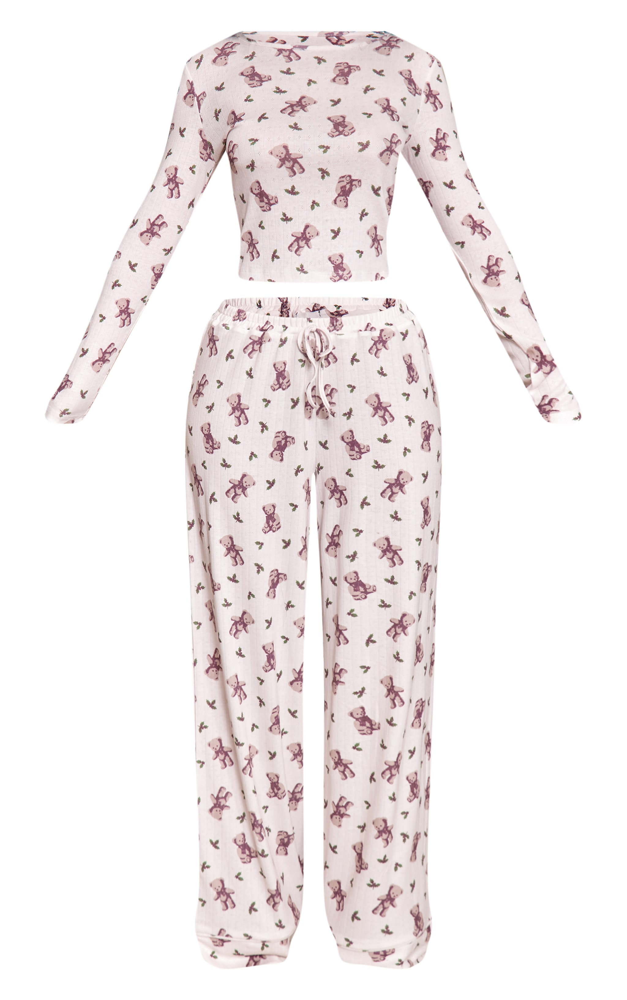 Petite Ensemble de pyjama top manches longues ajusté et pantalon en jersey imprimé nounours image 5