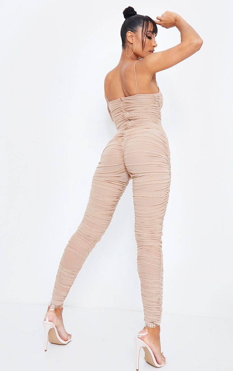 Mesh ruched jumpsuit Clearance
