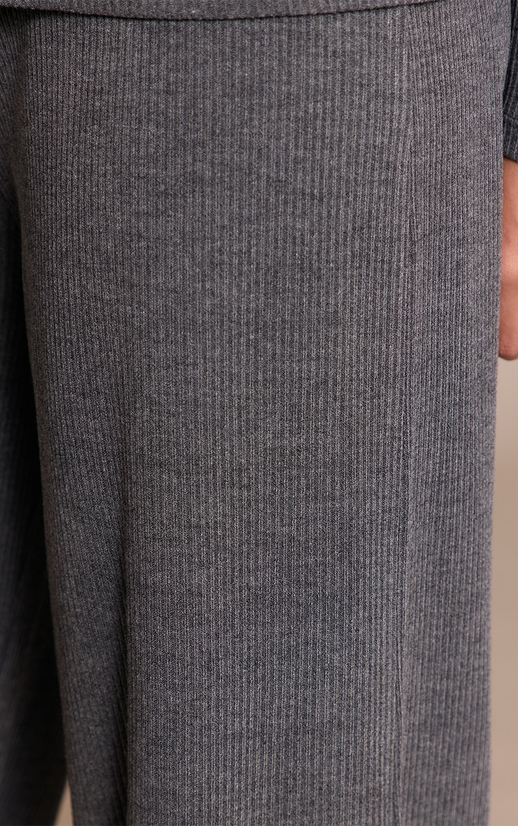 Charcoal Grey Heavy Rib Elasticated Waist Straight Leg Pant image 4
