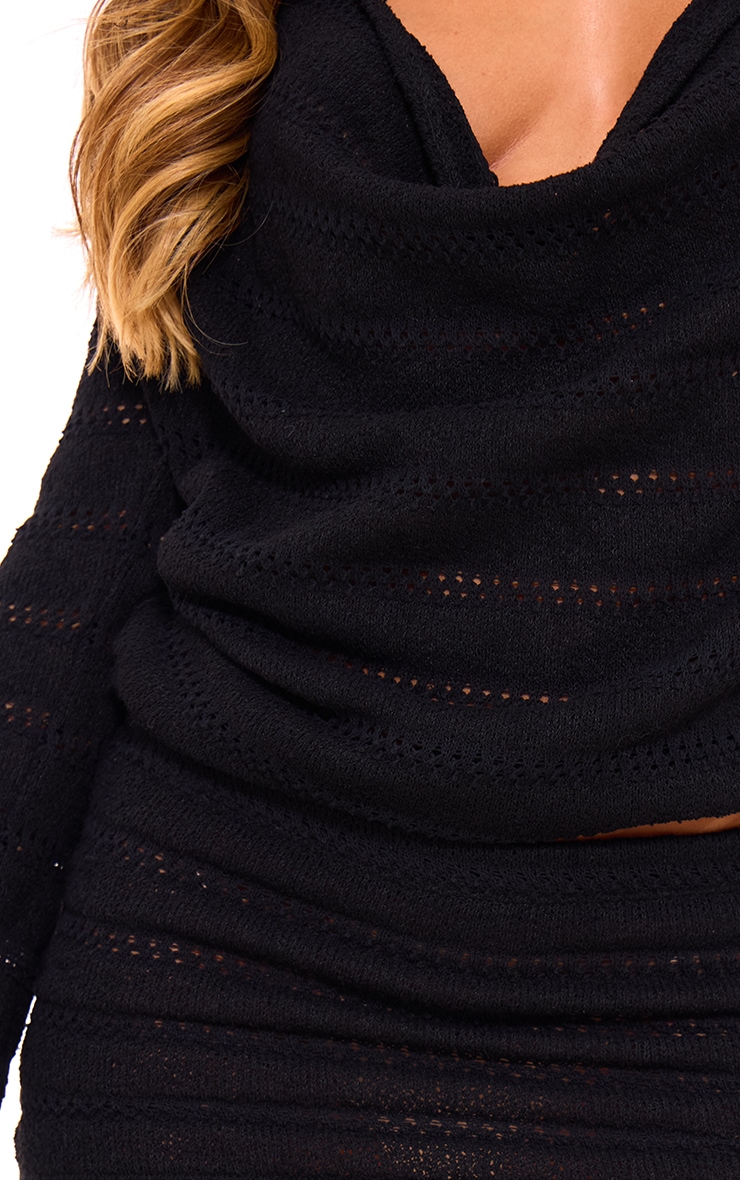 Black Textured Rib Low Rise Micro Mini Skirt image 5
