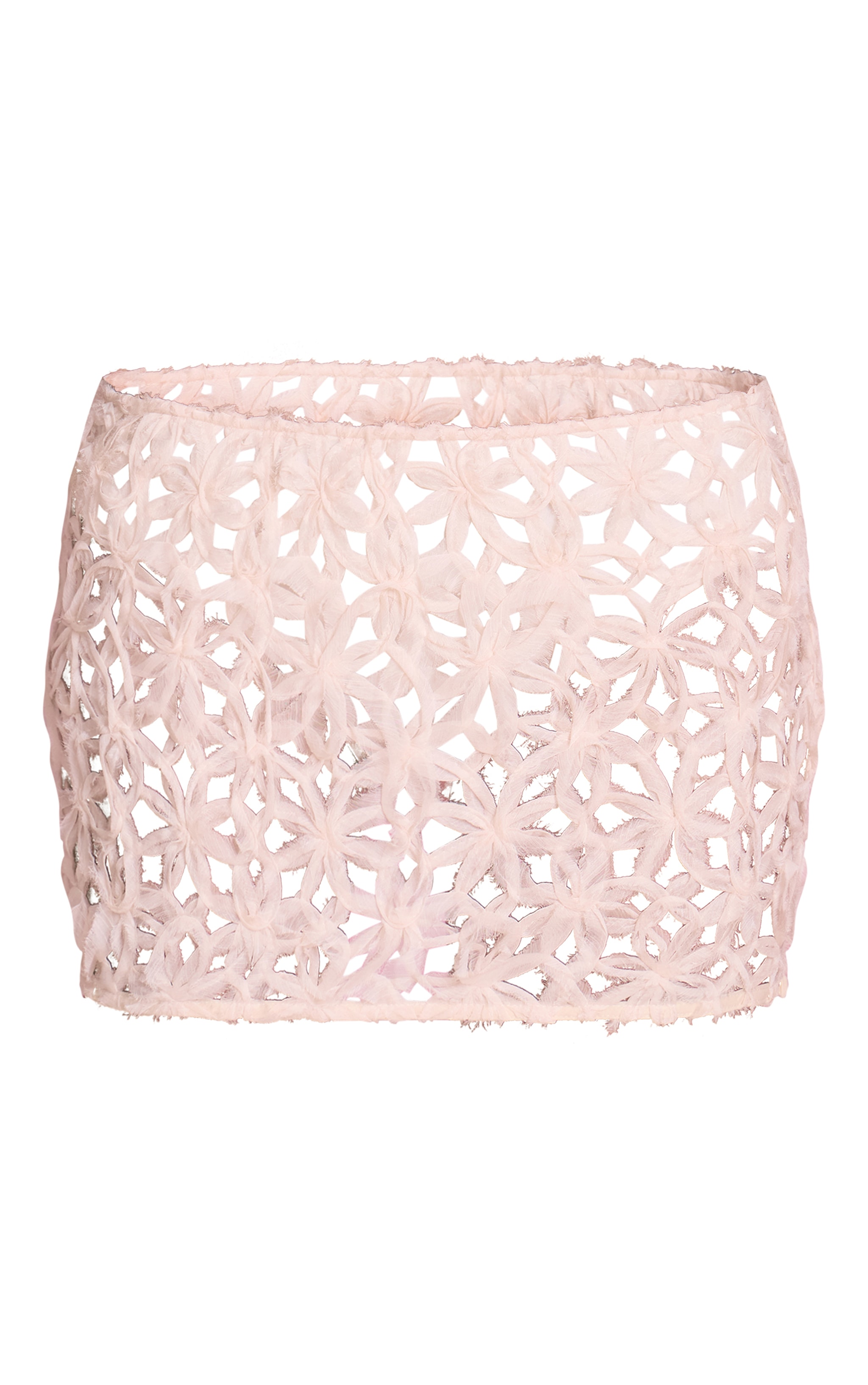 Beige Textured Flower Mini Skirt image 6