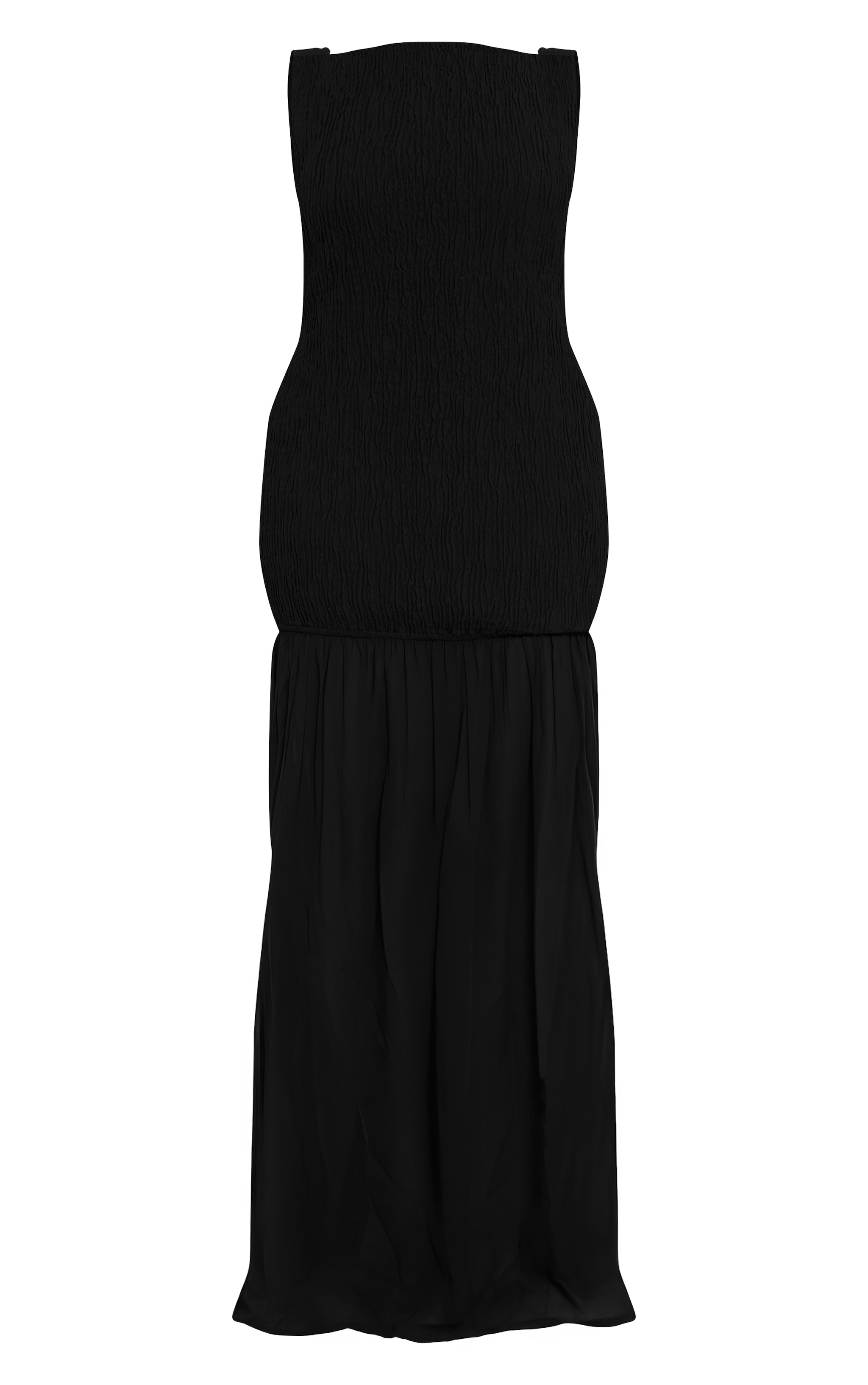 Shape black Shirred Scoop Back Contrast Dropped Hem Maxi Dress image 5