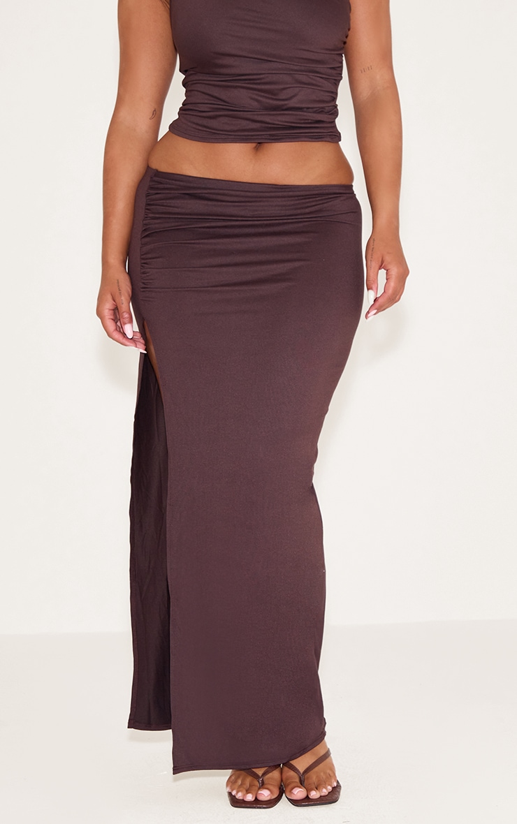 Shape Mocha Ruched Side Maxi Skirt image 2