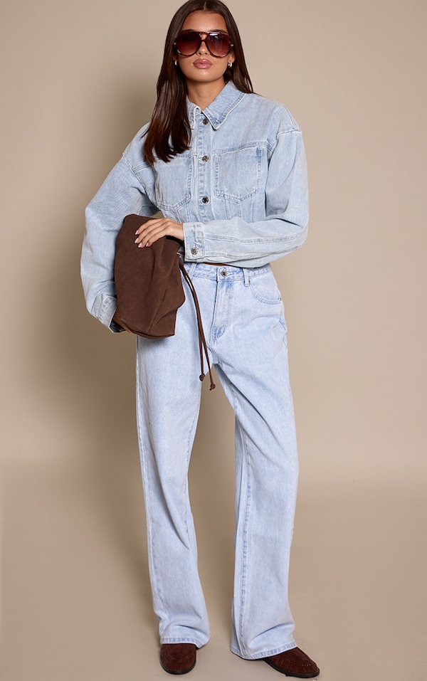  Light Blue Straight Leg High Rise Jeans