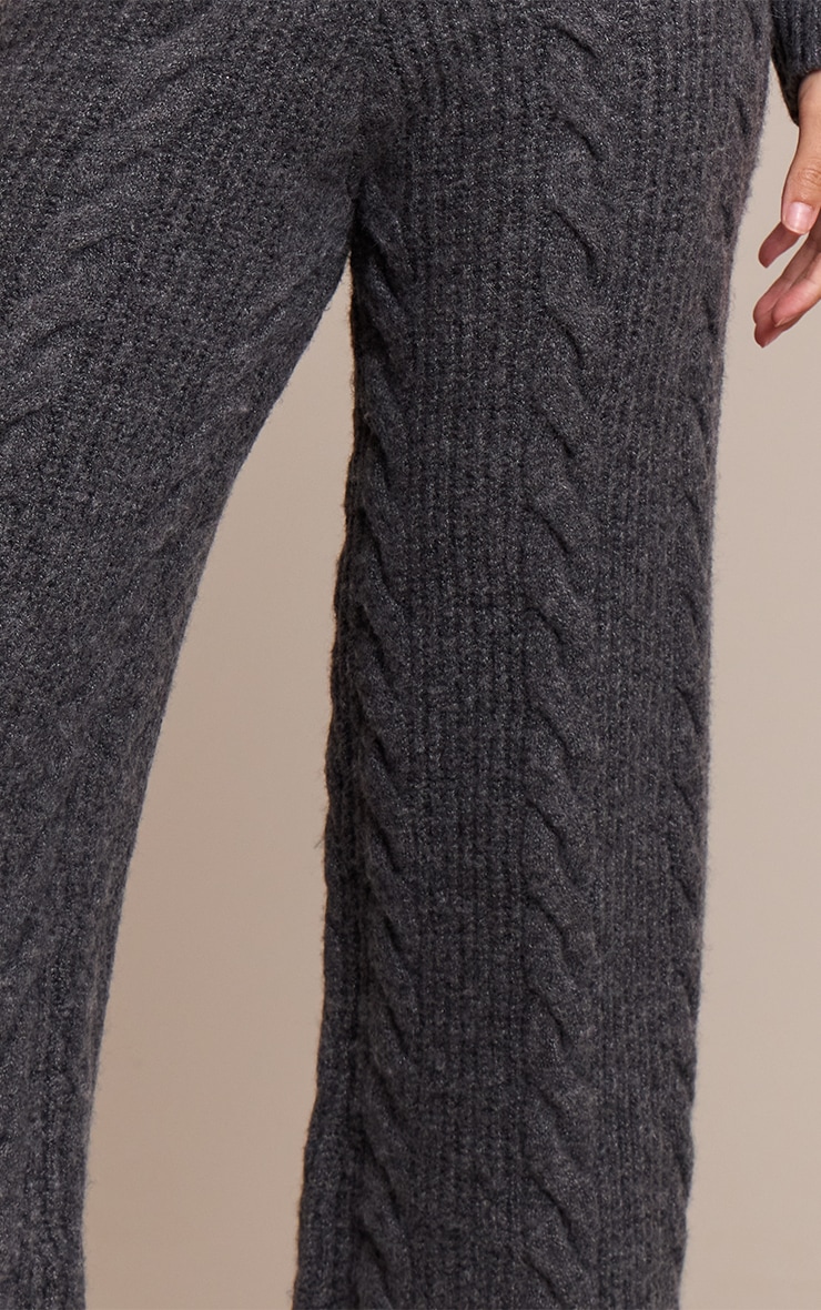 Pantalon en maille tricot torsadée gris anthracite image 4