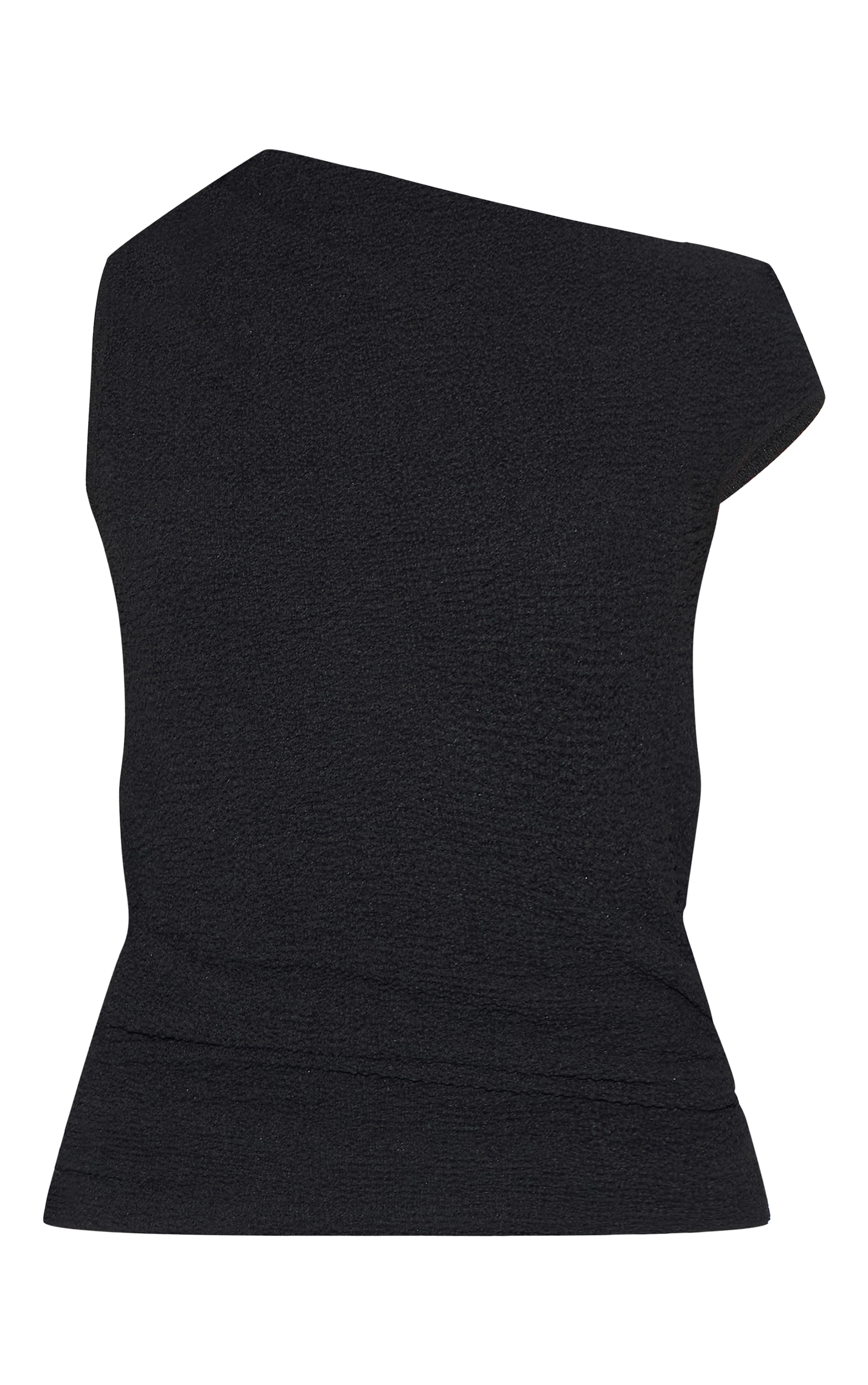 Black Textured Asymmetric Slouched Detail Long Top image 5