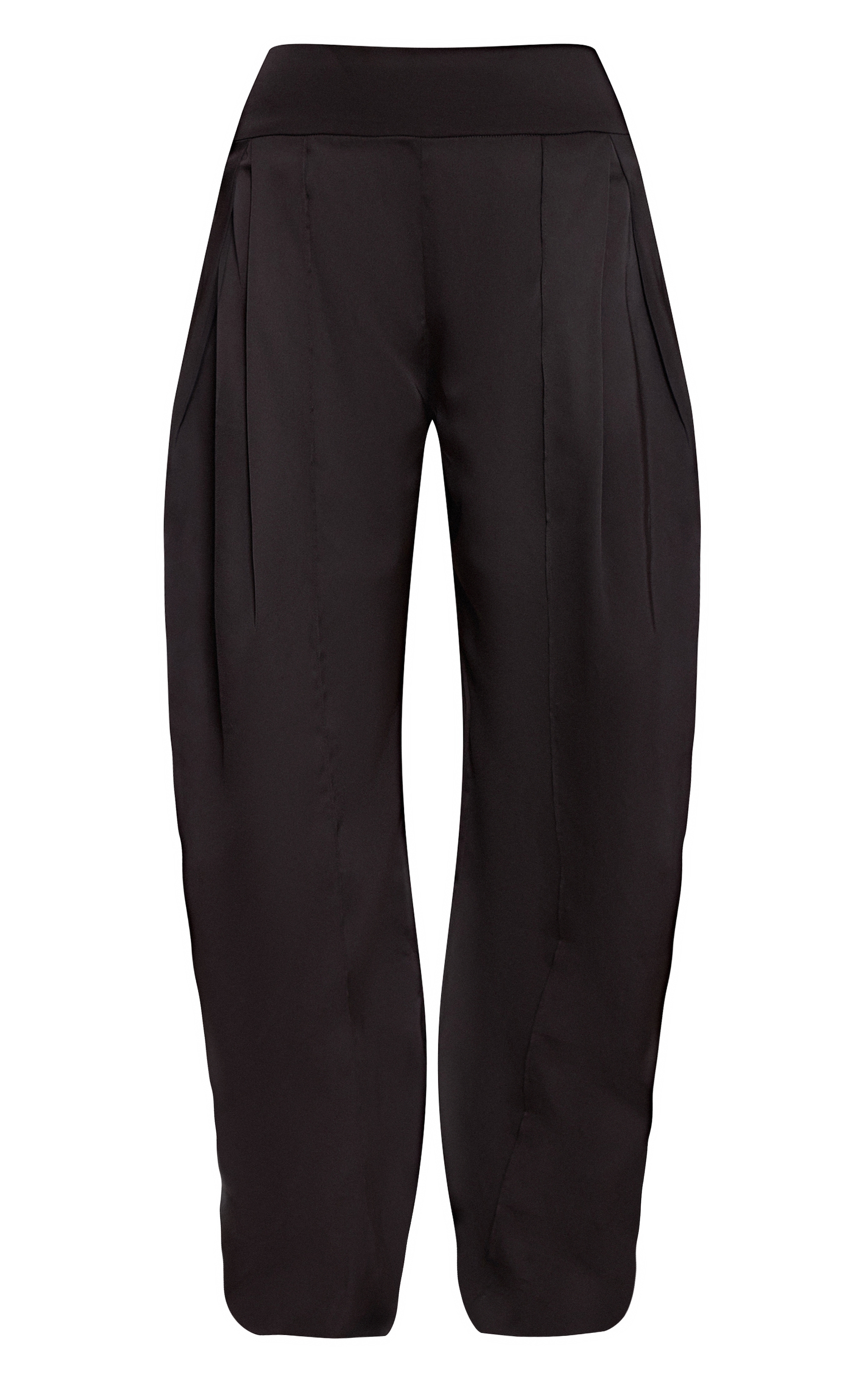 Black Satin Panel Detail Pants image 5