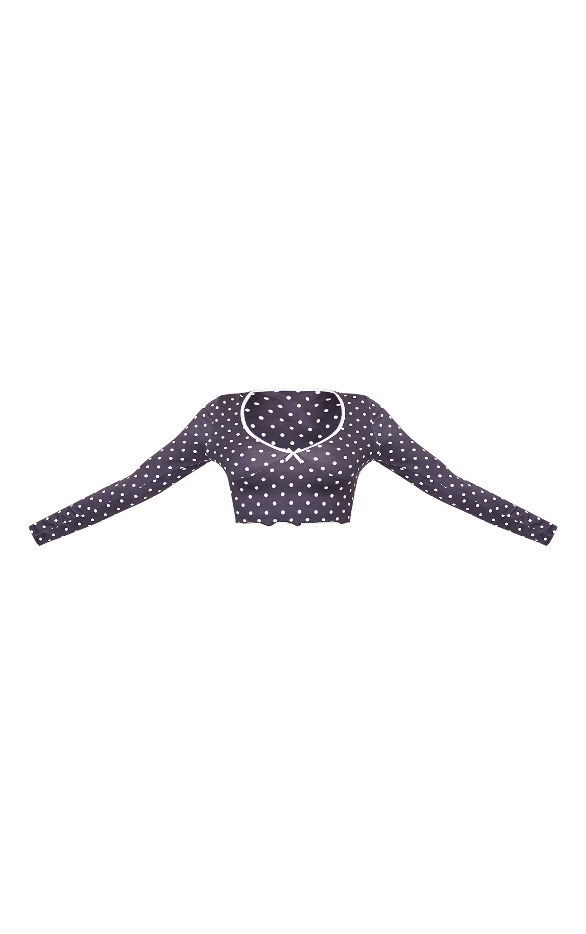 Black Polka Dot Print Long Sleeve Pj Top image 5
