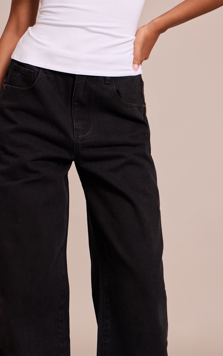 Tall Black Dipped Back Waistband Boyfriend Jeans image 4