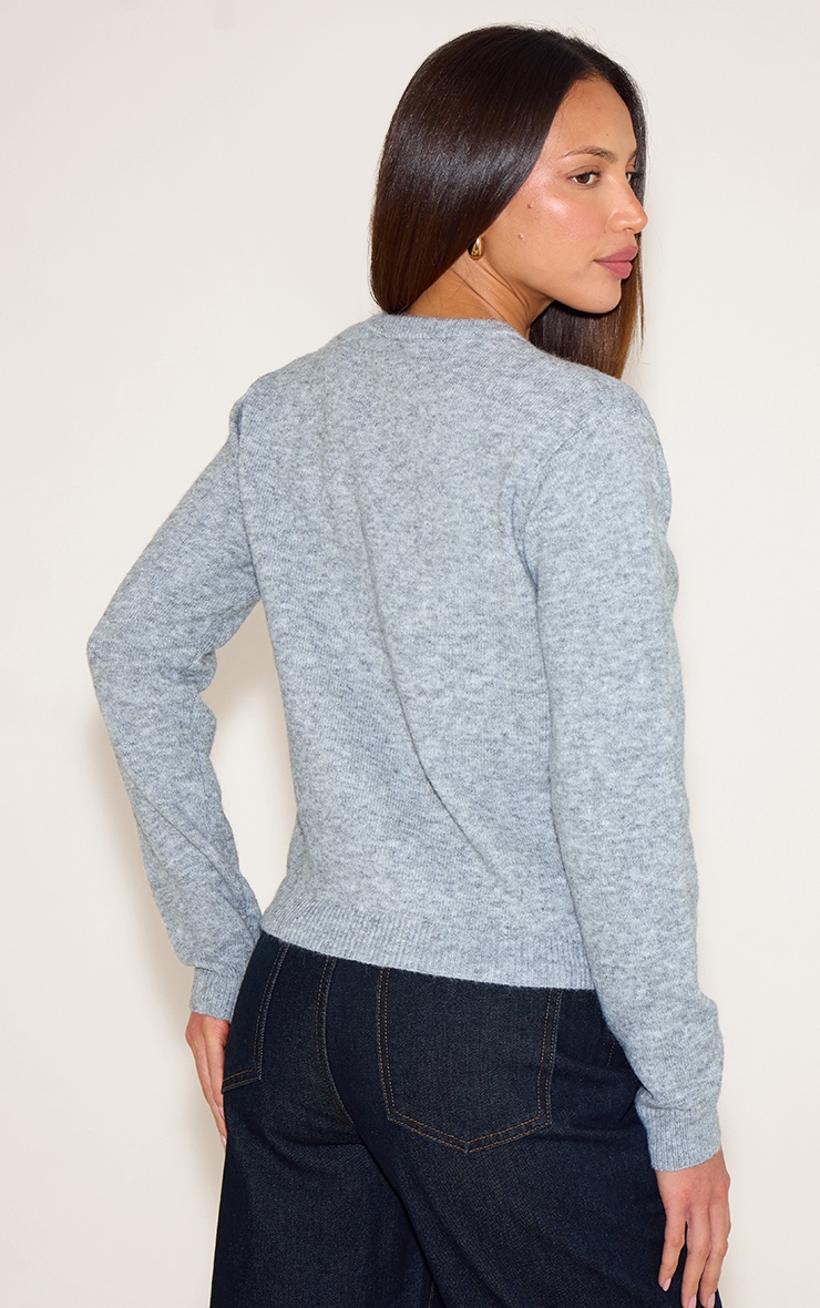 Tall Ash Grey Knit Button Through Cardigan image 2
