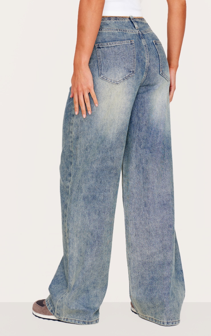Tall Jean large délavé vintage à taille mi-haute élimée image 3