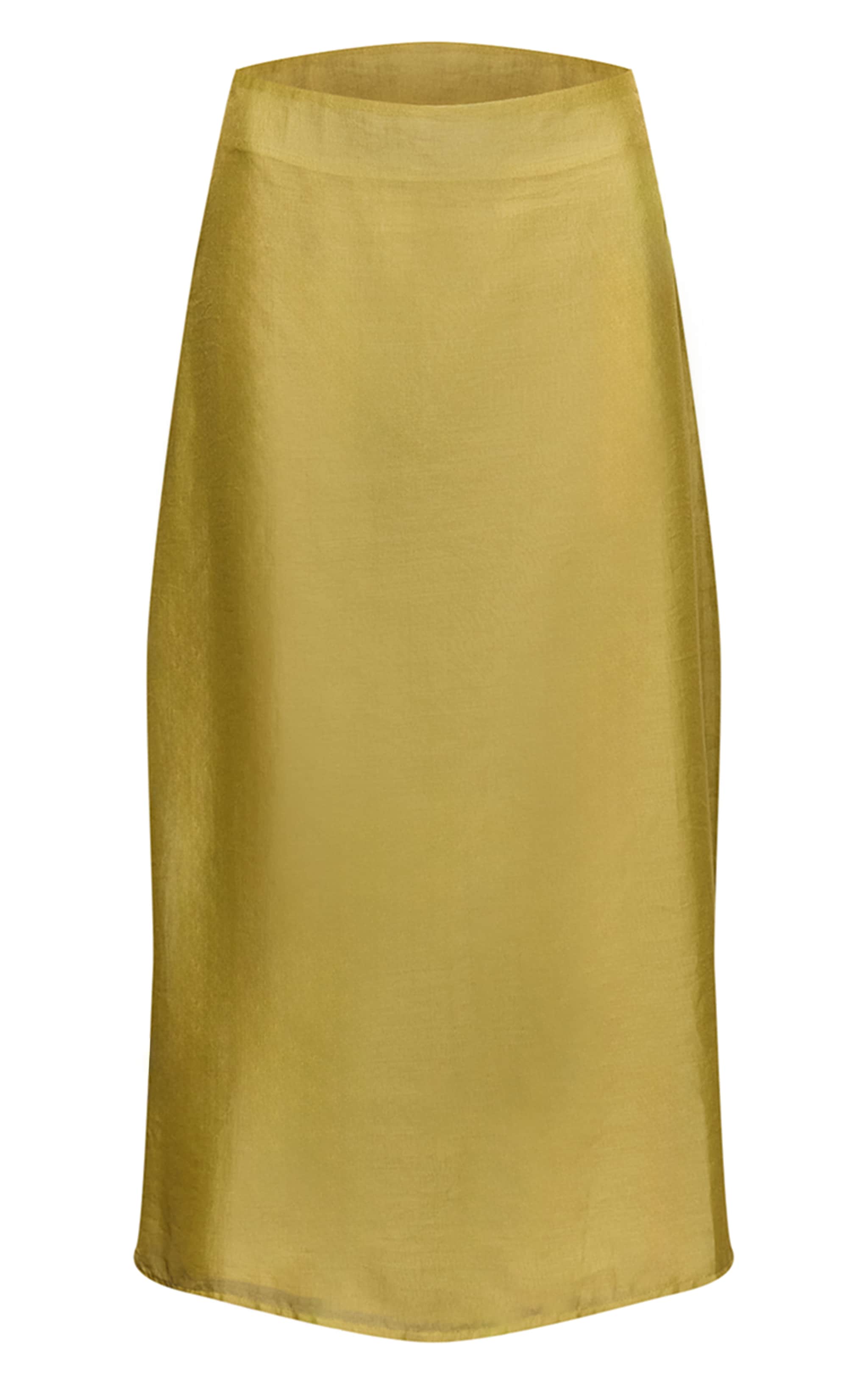 Pale Chartreuse Sheer Organza Midi Skirt image 5