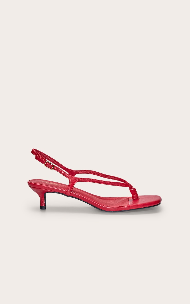 Red Toe Thong Kitten Heeled Sandal image 2