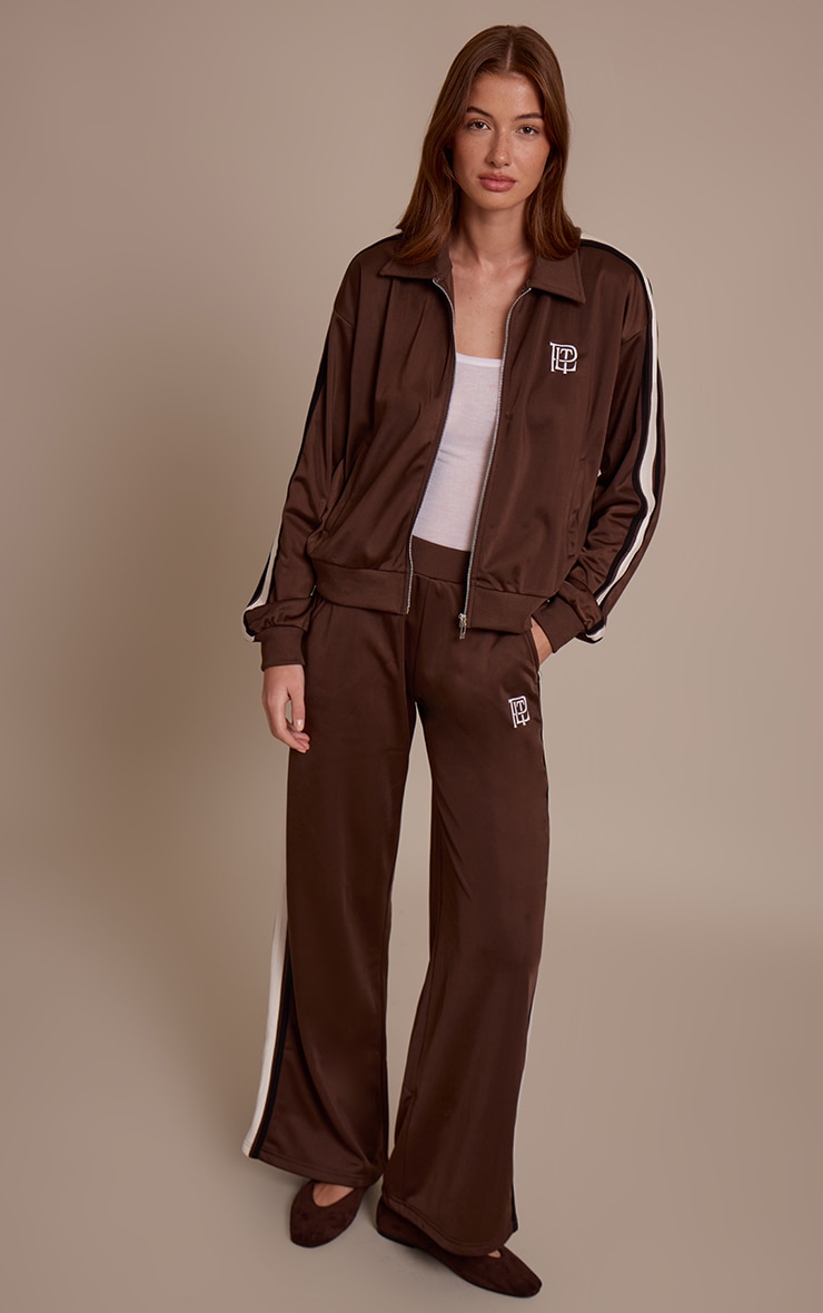Espresso Contrast Side Stripe Zip Up Jacket image 3