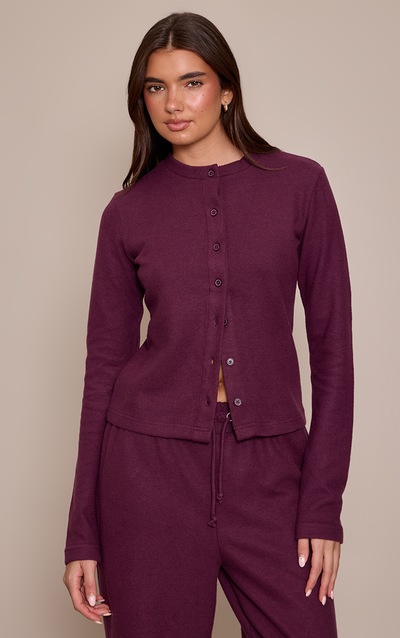 Dark Plum Soft Touch Button Down Top