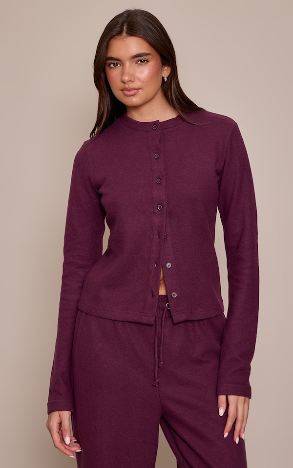 Dark Plum Soft Touch Button Down Top