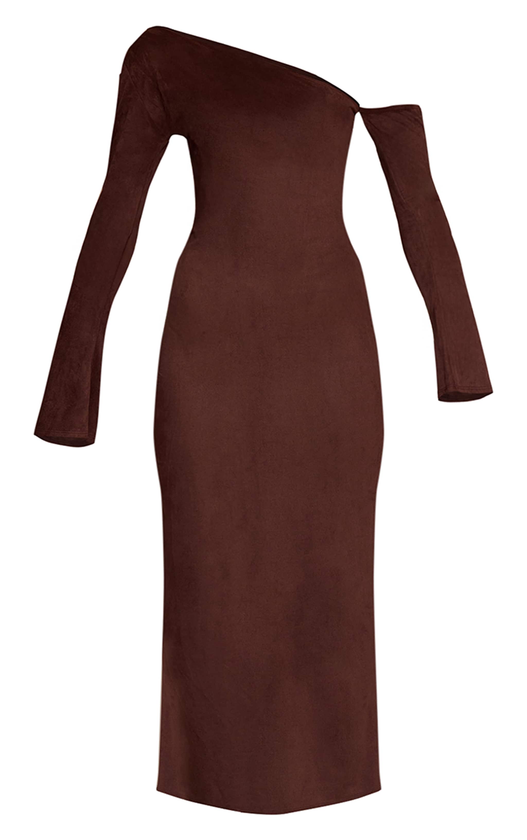Robe longue asymétrique en suédine chocolat image 5