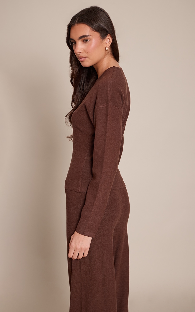 Chocolate Cocoon Sleeve Cinched Long Sleeve T Shirt  image 2