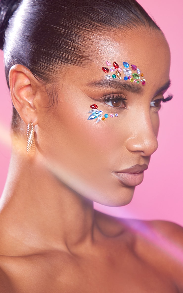 PRETTYLITTLETHING Over and Under Eye Multi Colour Face Jewels image 1