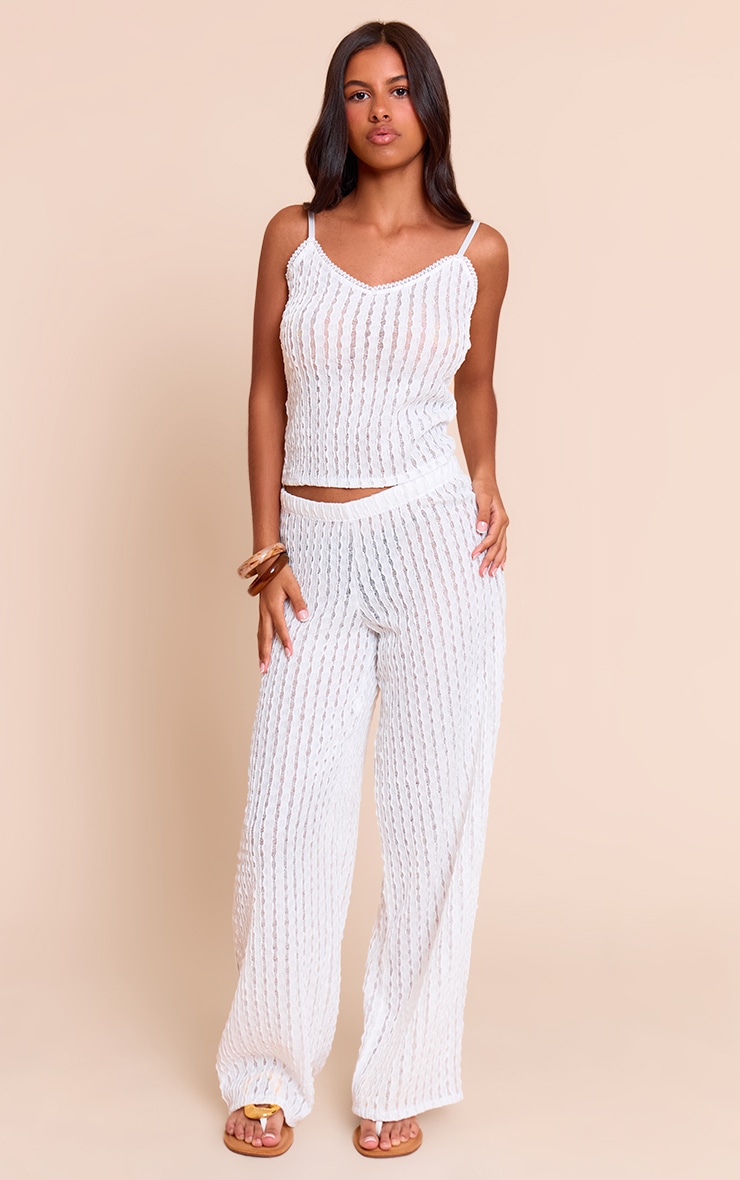 Petite White Textured Trim Cami image 3