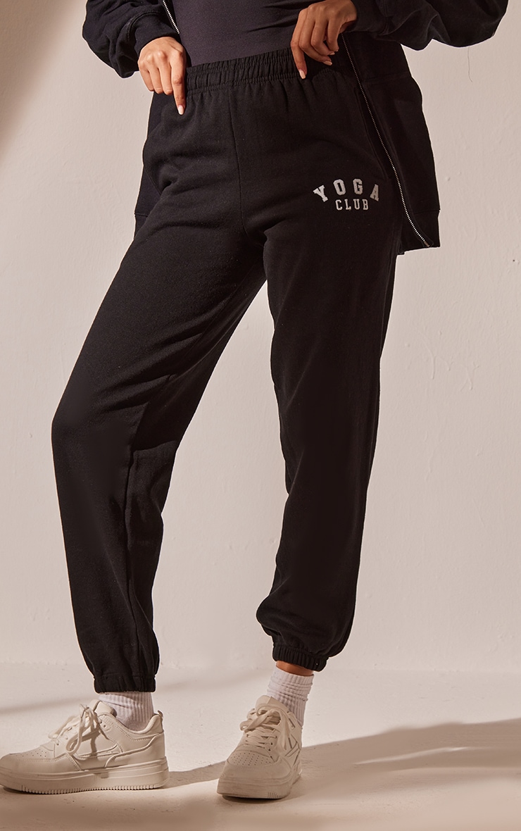 PRETTYLITTLETHING Black Sport Yoga Club Oversized Joggers image 2