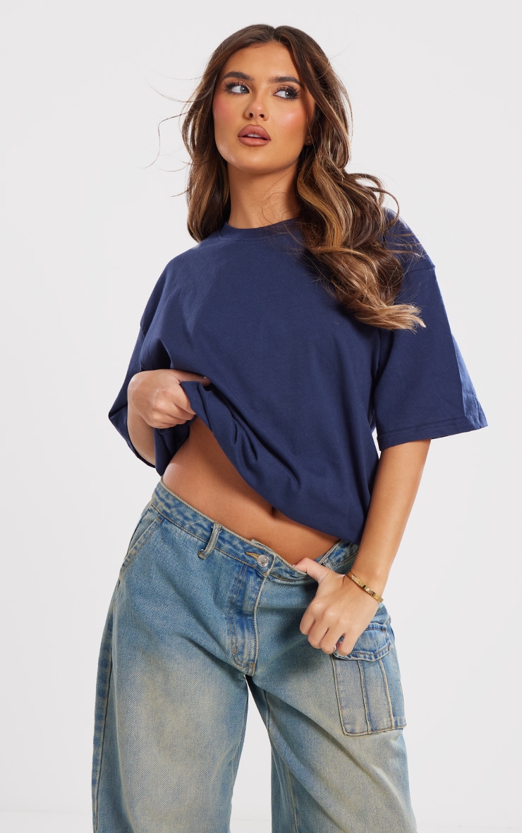 Dark Blue Boxy Oversized T Shirt image 4