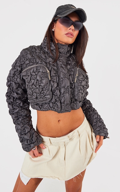 Arica Charcoal Wrap Puffer Jacket
