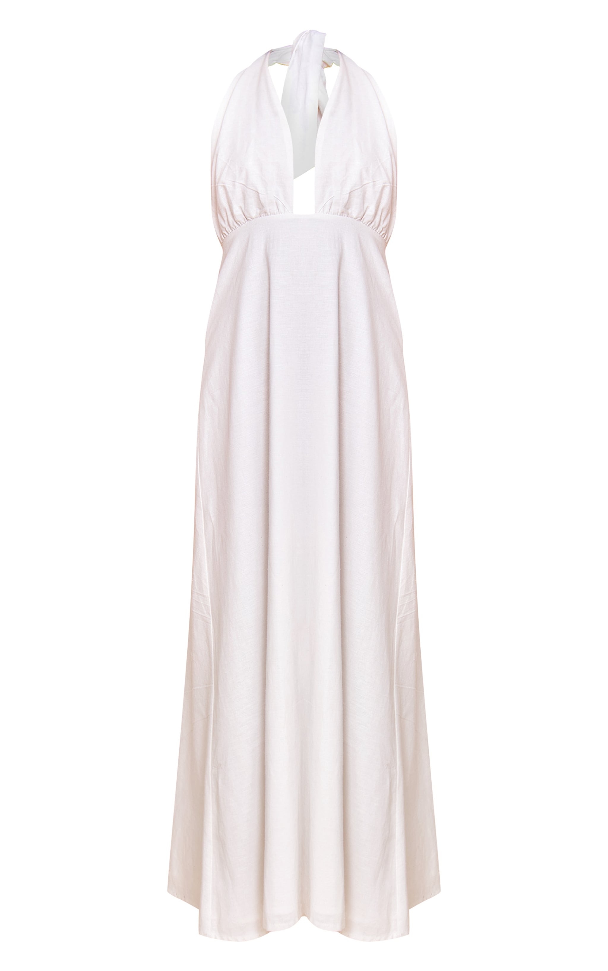 White Plunge Halterneck Maxi Dress image 5