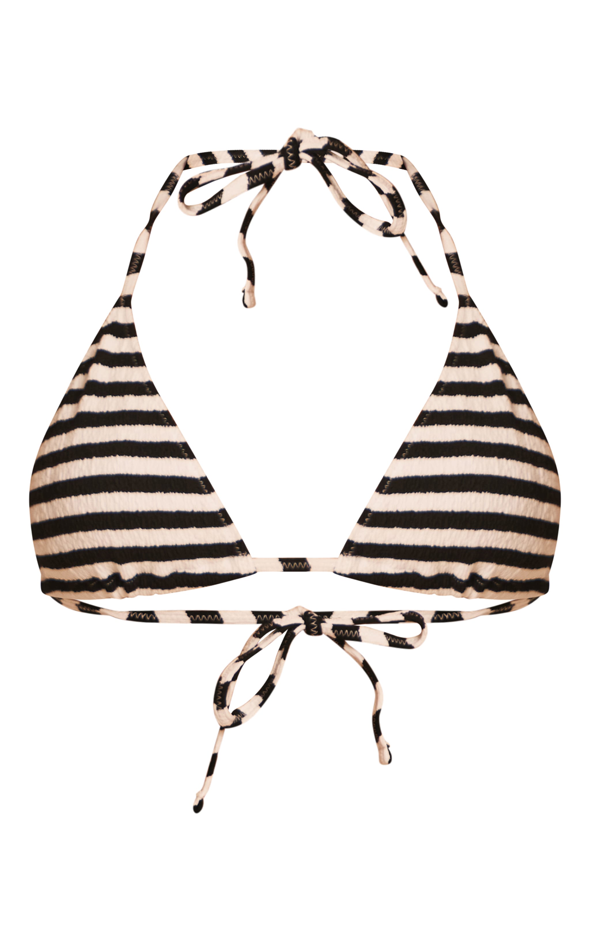Black Textured Striped Tie Side Bikini Bottom image 5