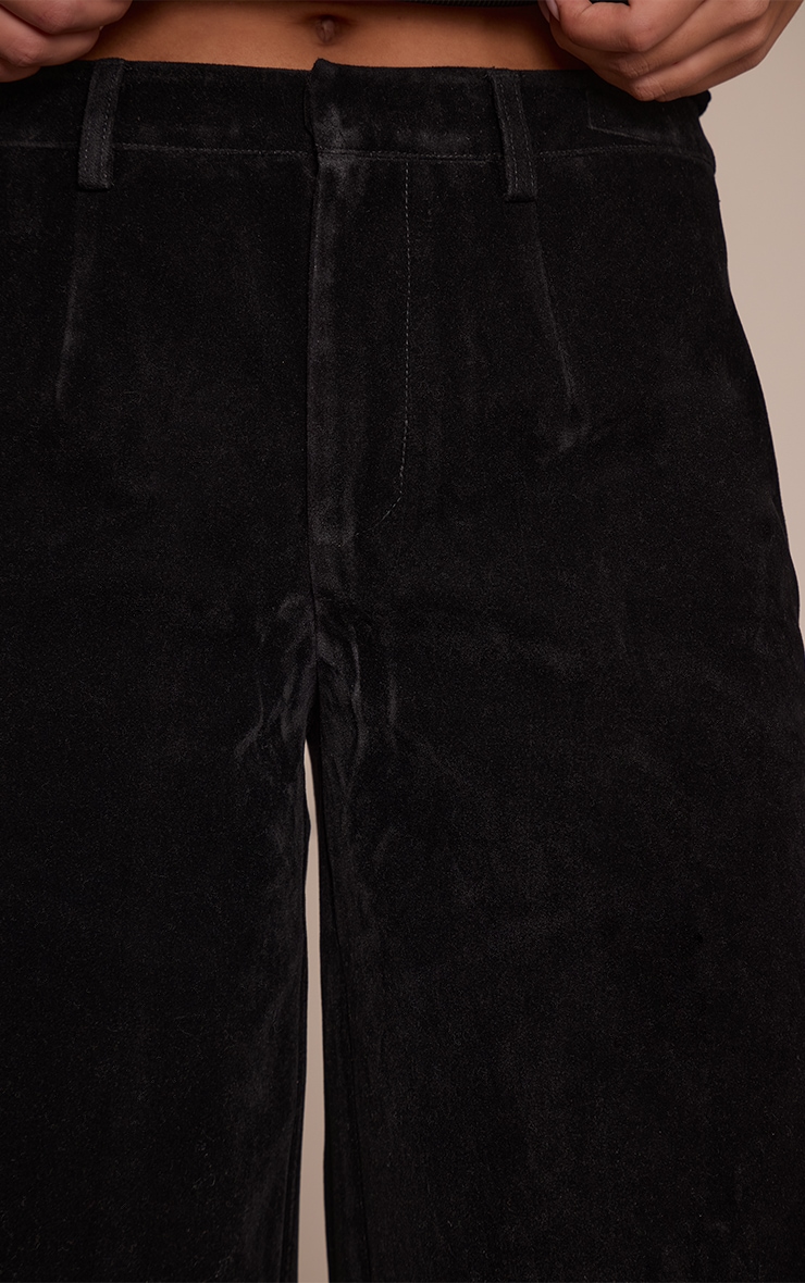 Black Faux Suede Straight Leg Pants image 4