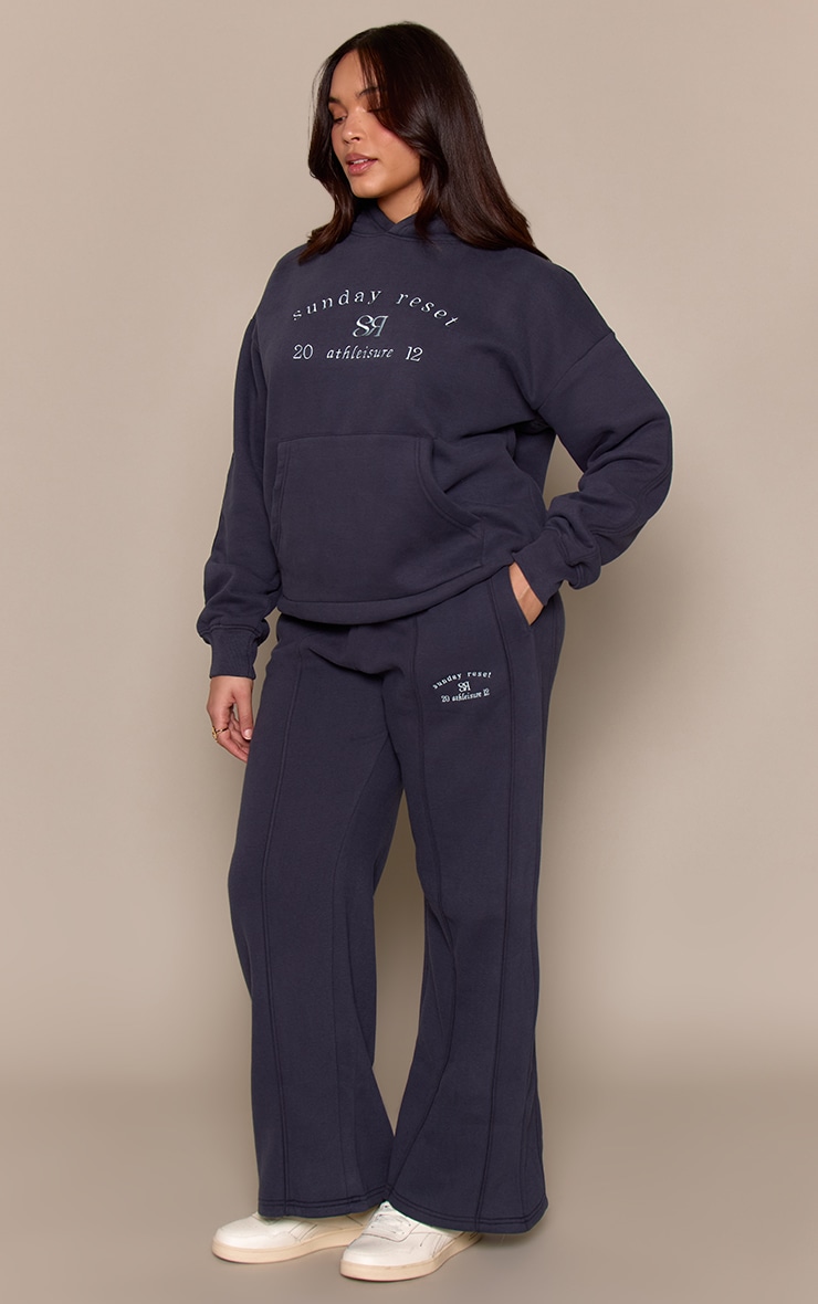 Plus Navy Sunday Reset Embroided Hoodie image 3
