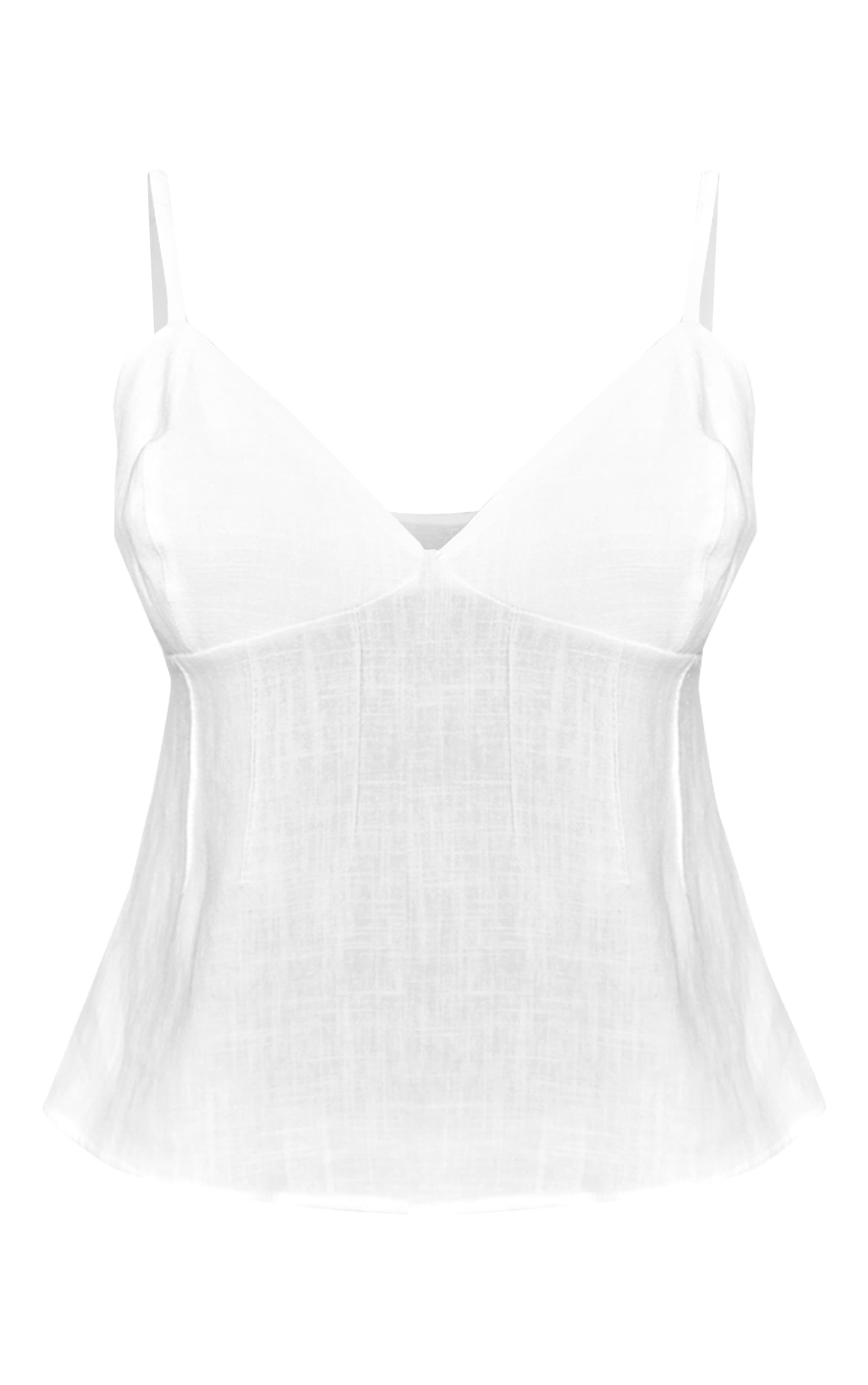 Petite Débardeur blanc à bretelles fines et coutures structurantes image 5