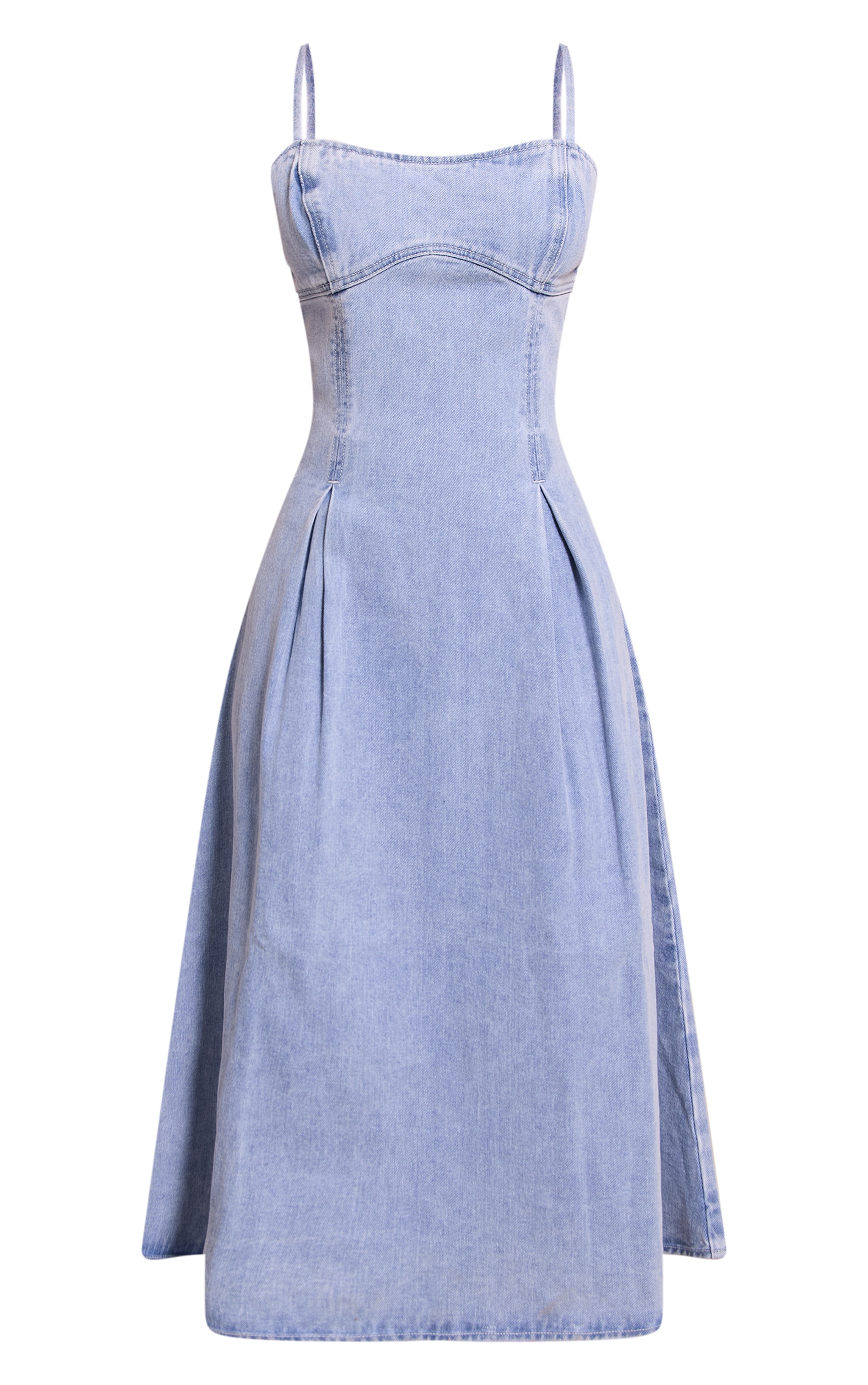 Petite Robe patineuse en jean bleu moyen délavé image 5