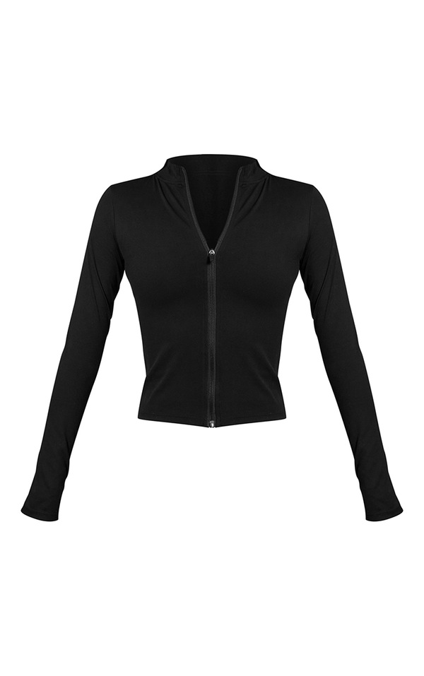 Black Golden Zip Aligned Sculpt Jacket