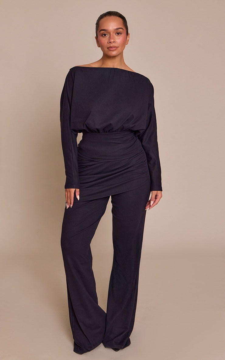 Shape Black Soft Touch Ruched Bust Detail Top image 3