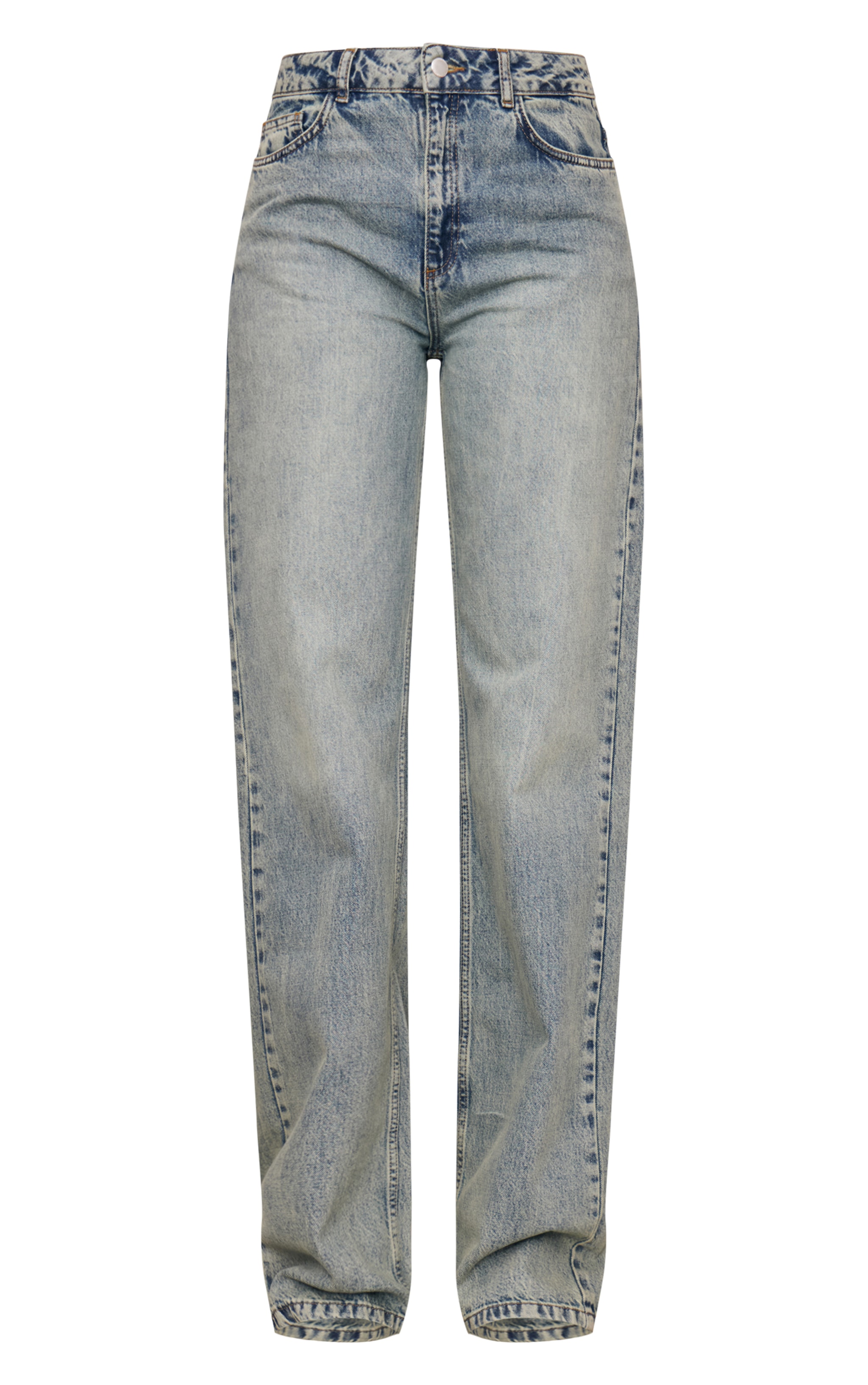 Tall Acid Blue Wash Mid Rise Distressed Back Straight Leg Jeans image 2