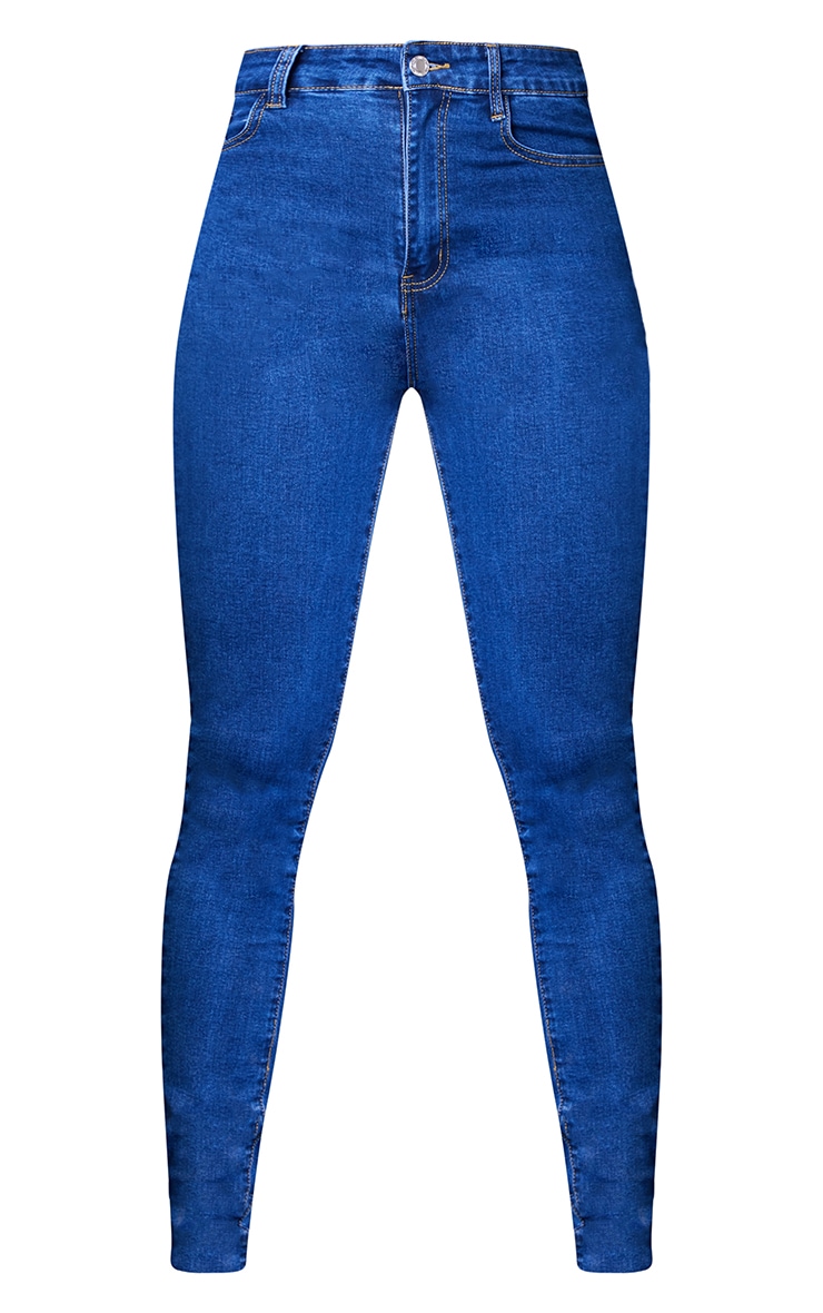 PRETTYLITTLETHING L32 Mid Blue Wash 5 Pocket Skinny Jeans image 2