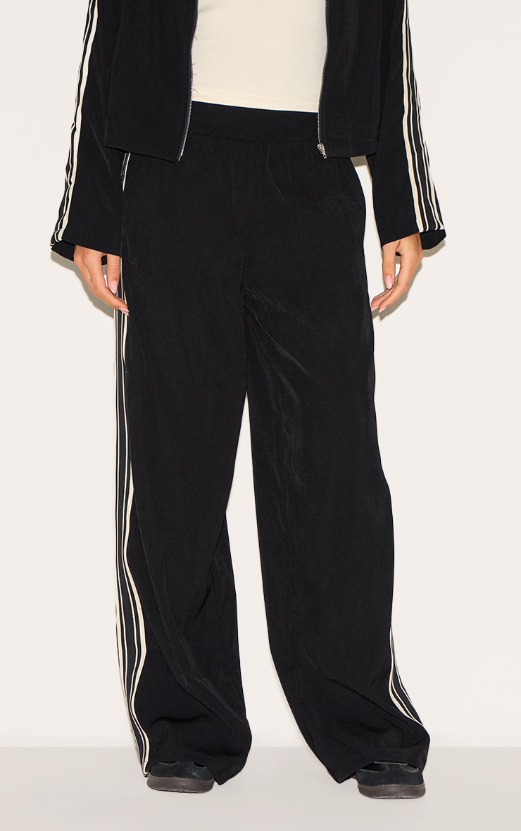 Black Side Stripe Woven Wide Leg Trousers | Co-ords