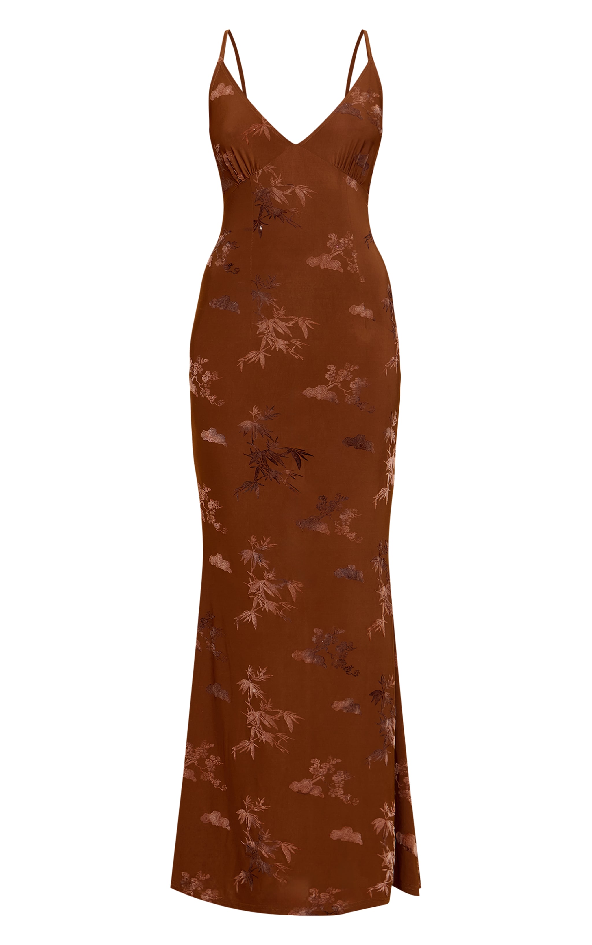 Brown Devore V-neck Maxi Dress image 5