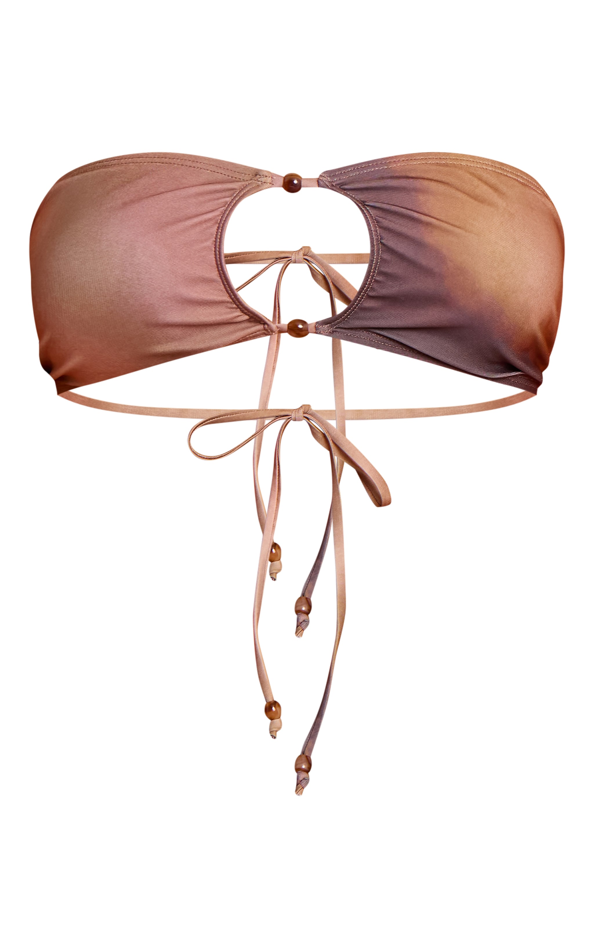 Haut de maillot de bain bandeau multicolore imprimé floutté à empiècements perles image 5