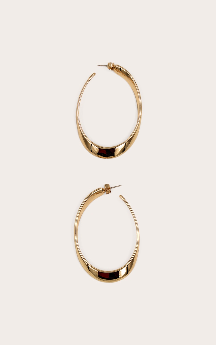 Gold Smooth Cuffed Hoop Earrings image 2