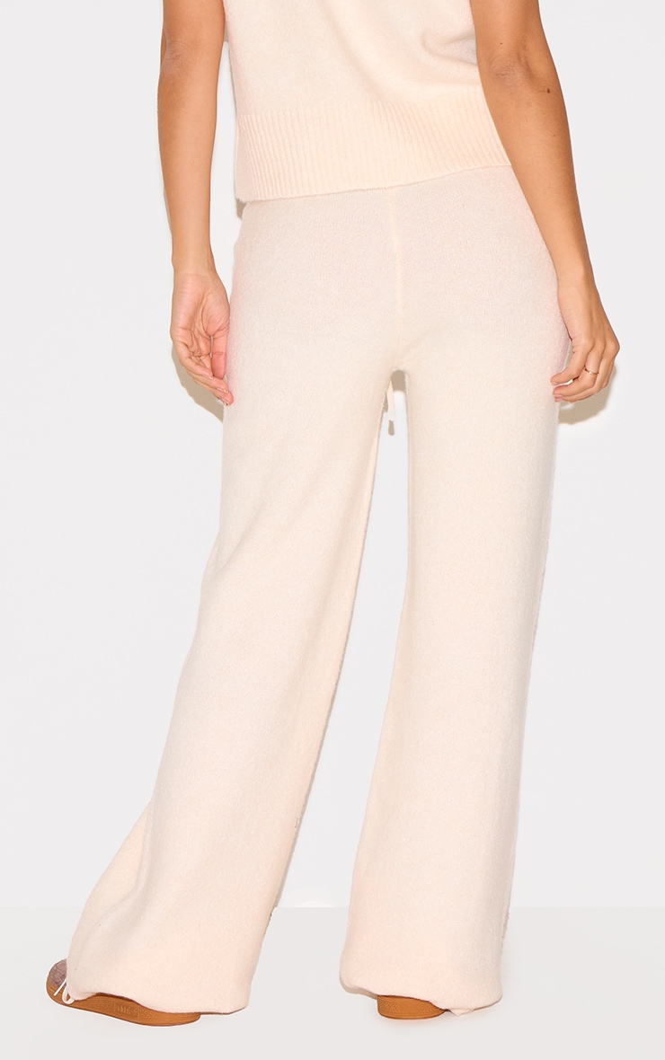 Pantalon large en maille tricot douce écru chiné image 3