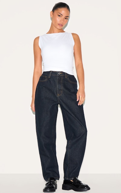 Petite Dark Indigo High Waist Mom Jeans