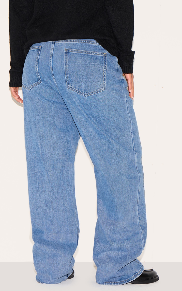 Plus Blue Seam Detail Straight Leg Jeans image 3