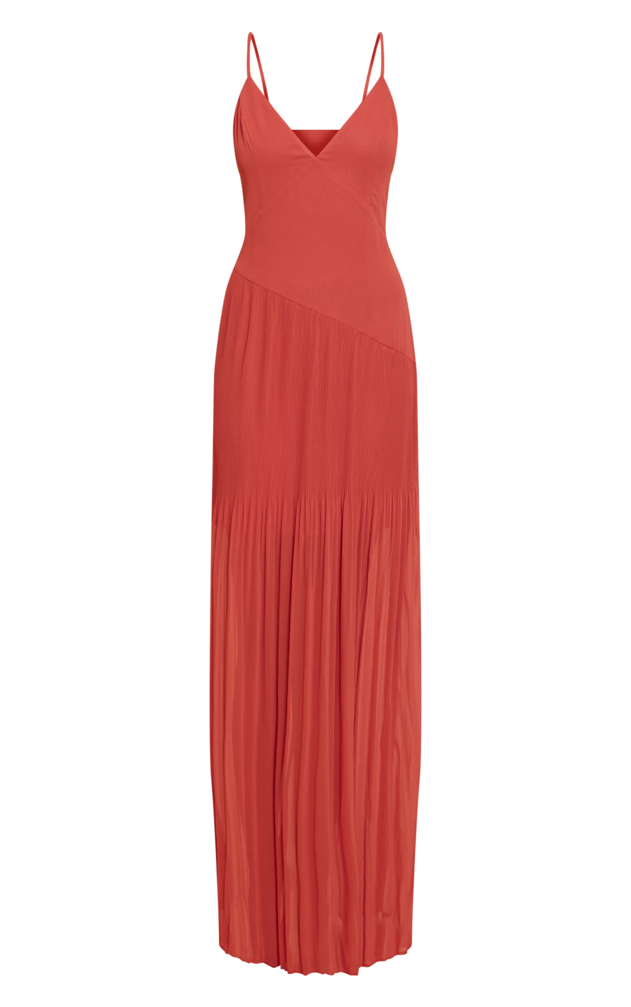 Burnt Orange Woven Pleated Hem Detail Spaghetti Maxi Dress image 5
